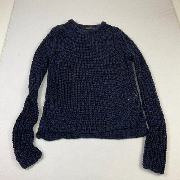 Zara Sweaters - Zara Womens Cable Knit Tunic Sweater Black Blue Long Sleeve Pullover S Small